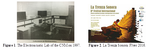  　　　　 
Figure 1. The Electroacustic Lab of the CNM on 1997.　　　Figure 2. La Trenza Sonora. Flyer 2016.
